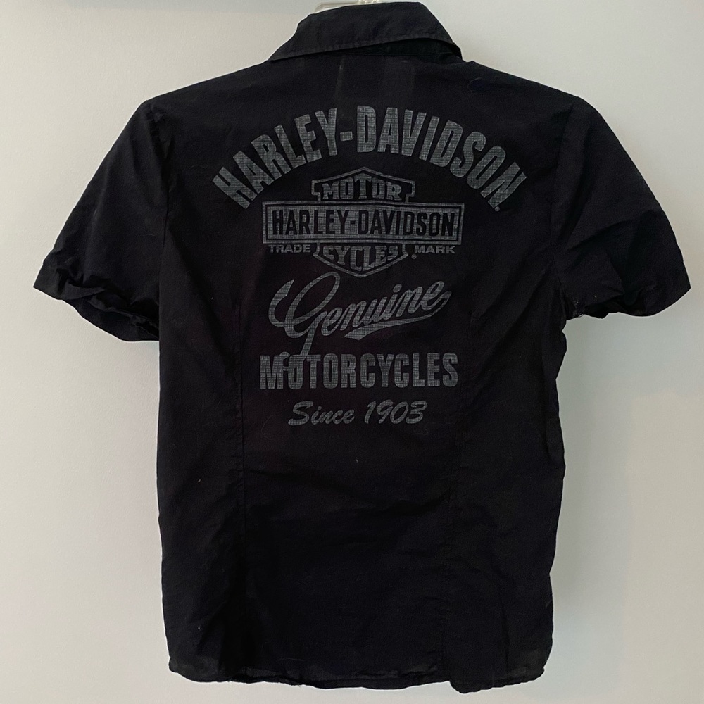 Harley Davidson Motorcycle Snap Button Down